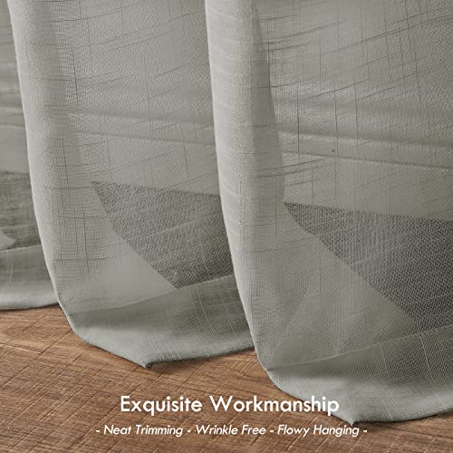 Melodieux Grey Sheer Curtains 84 Inches Long for Bedroom Living Room, Light Filtering Cotton Texture Rod Pocket Voile Drapes, 52 by 84 Inch, 2 Panels