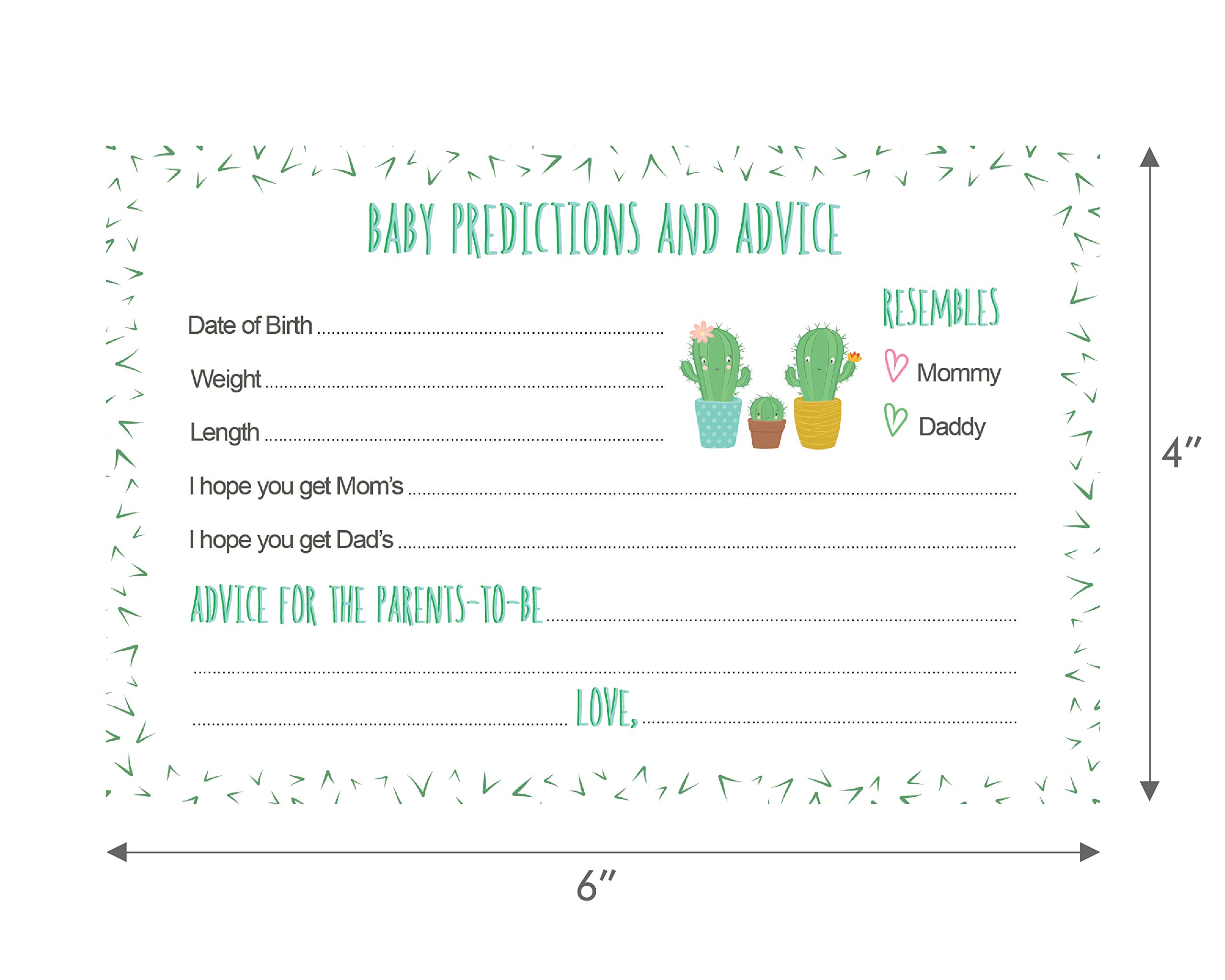 Cactus Predictions and Advice Baby Shower Cards - 24 count