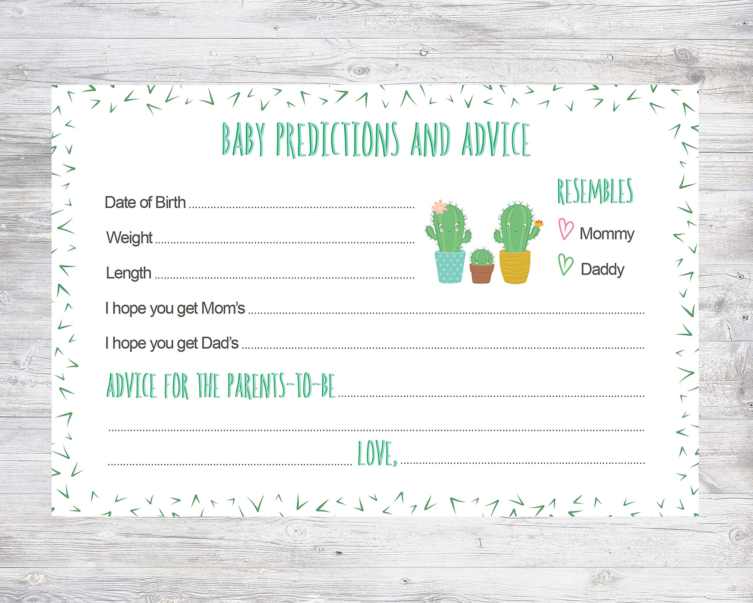 Cactus Predictions and Advice Baby Shower Cards - 24 count