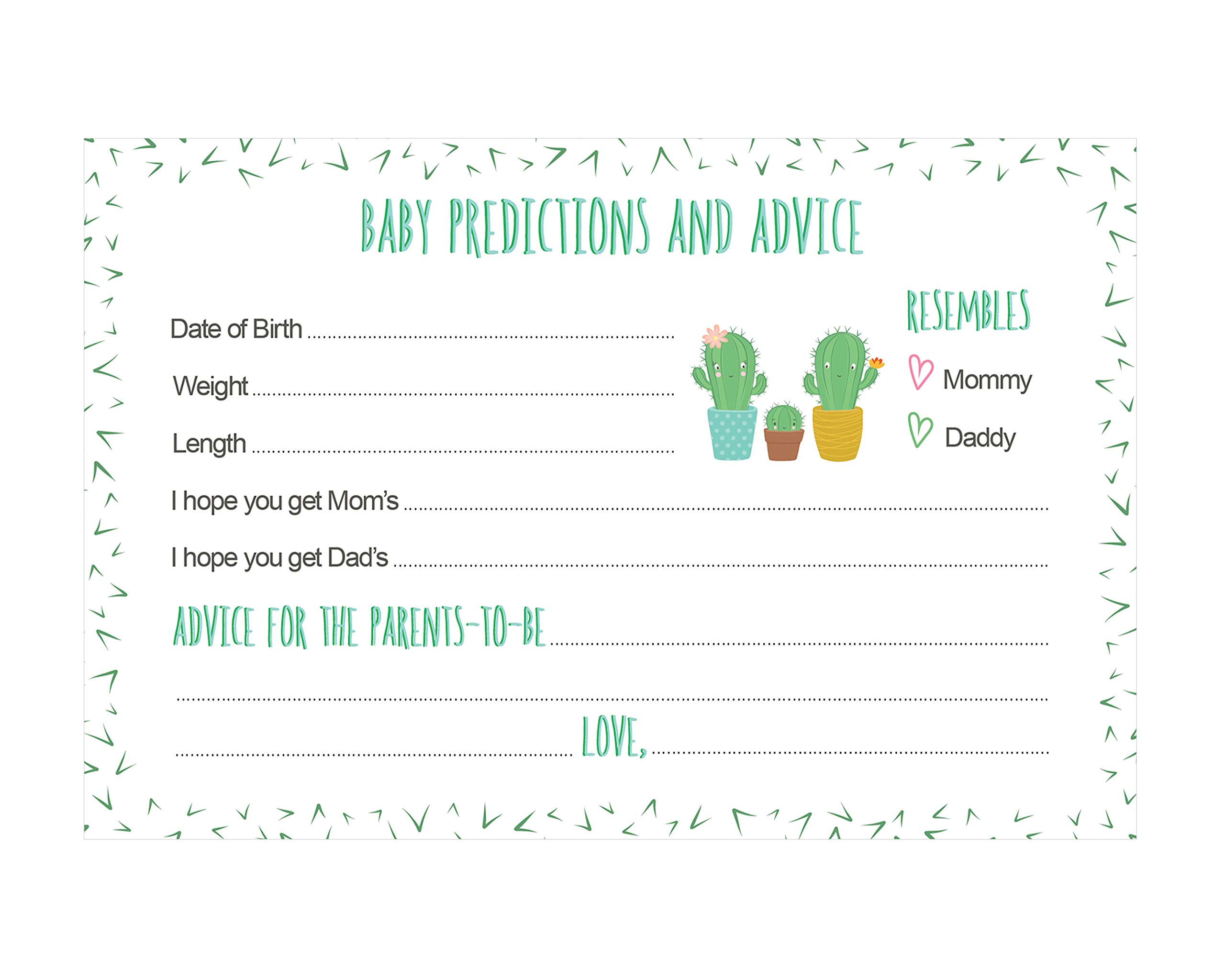 Cactus Predictions and Advice Baby Shower Cards - 24 count