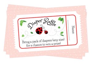 ladybug little lady diaper raffle baby shower cards - 24 count