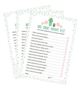 cactus who knows mommy best baby shower game - 24 count
