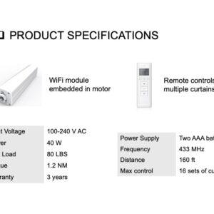 Homesupplier Smart Curtain System, Heavy Duty Electric Curtain Rod, WiFi Control, Work with Amazon Alexa, Google Home, Adjustable Length (20 ft rod)