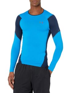 under armour men's heatgear rush 2.0 compression long-sleeve t-shirt , blue circuit (436)/black , x-small