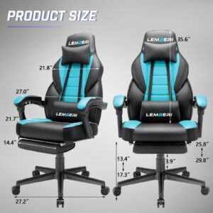 LEMBERI Gaming Chairs for Adults,Ergonomic Video Game Chairs with footrest,Big and Tall Gaming Chair 400lb Weight Capacity, Racing Style Computer Gamer Chair with Headrest and Lumbar Support