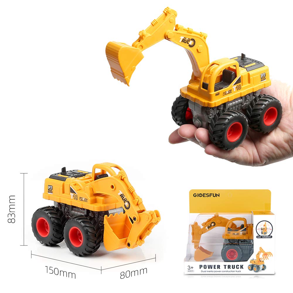 GIOESFUN Construction Toys Truck Excavator Toy for Boys- Push and Go Toy Cars 360 Degree Rotation Sandbox Toy Vehicles for 3 4 5 Year Old Boys