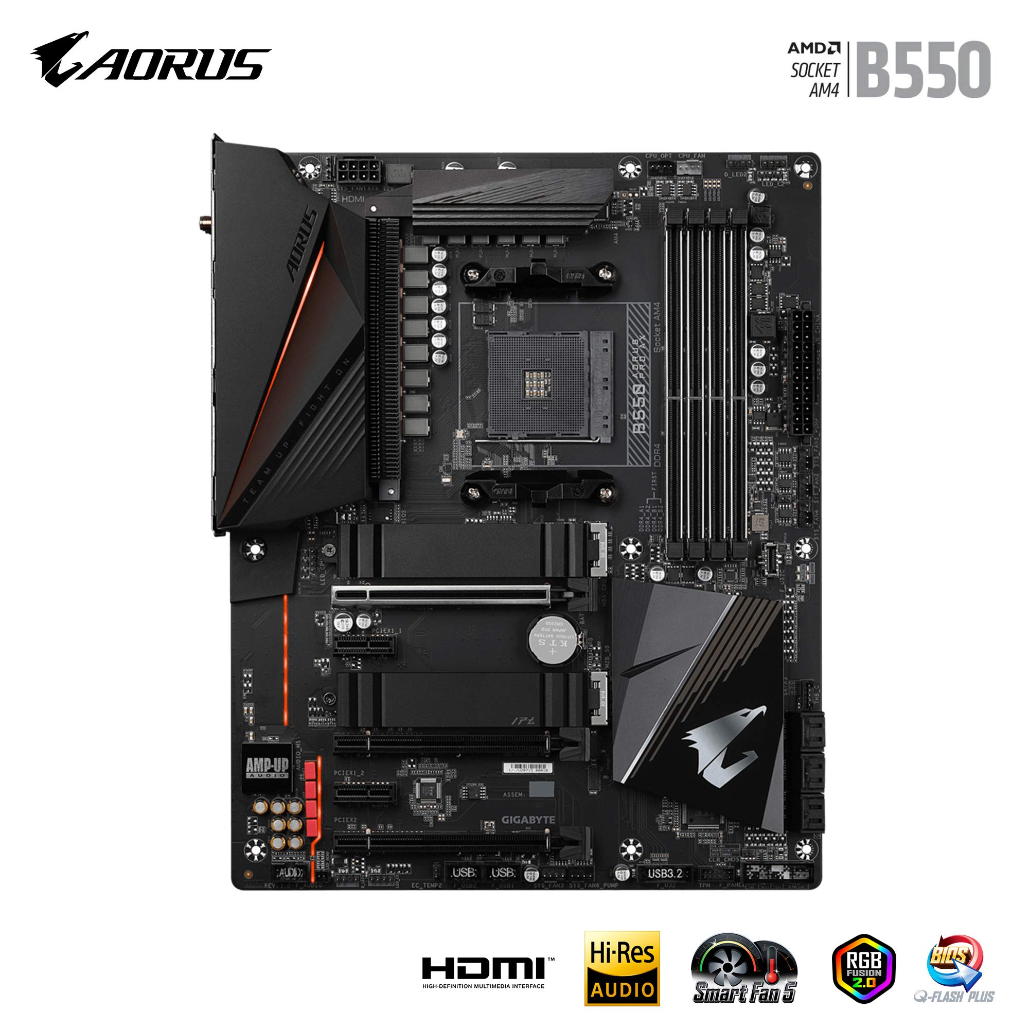 GIGABYTE B550 AORUS PRO (AM4 AMD/B550/ATX/Dual M.2/ SATA 6Gb/s/USB 3.2 Gen 2/2.5 GbE LAN/ALC1220-VB/RGB Fusion 2.0/PCIe4/DDR4/Gaming Motherboard)