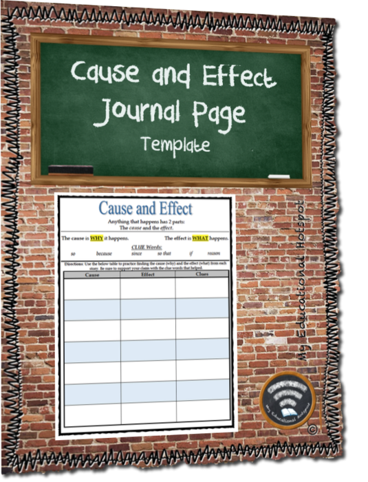 Cause and Effect Journal Page Template
