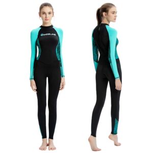 dive skins full body swimsuit wetsuit scuba rash guard diving suit for women men adult, long sleeve swimwear one piece uv protection quick dry sunsuit for surfing snorkeling kayaking (black, l)