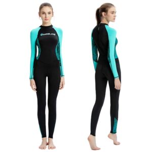 Dive Skins Full Body Swimsuit Wetsuit Scuba Rash Guard Diving Suit for Women Men Adult, Long Sleeve Swimwear One Piece UV Protection Quick Dry Sunsuit for Surfing Snorkeling Kayaking (Black, L)