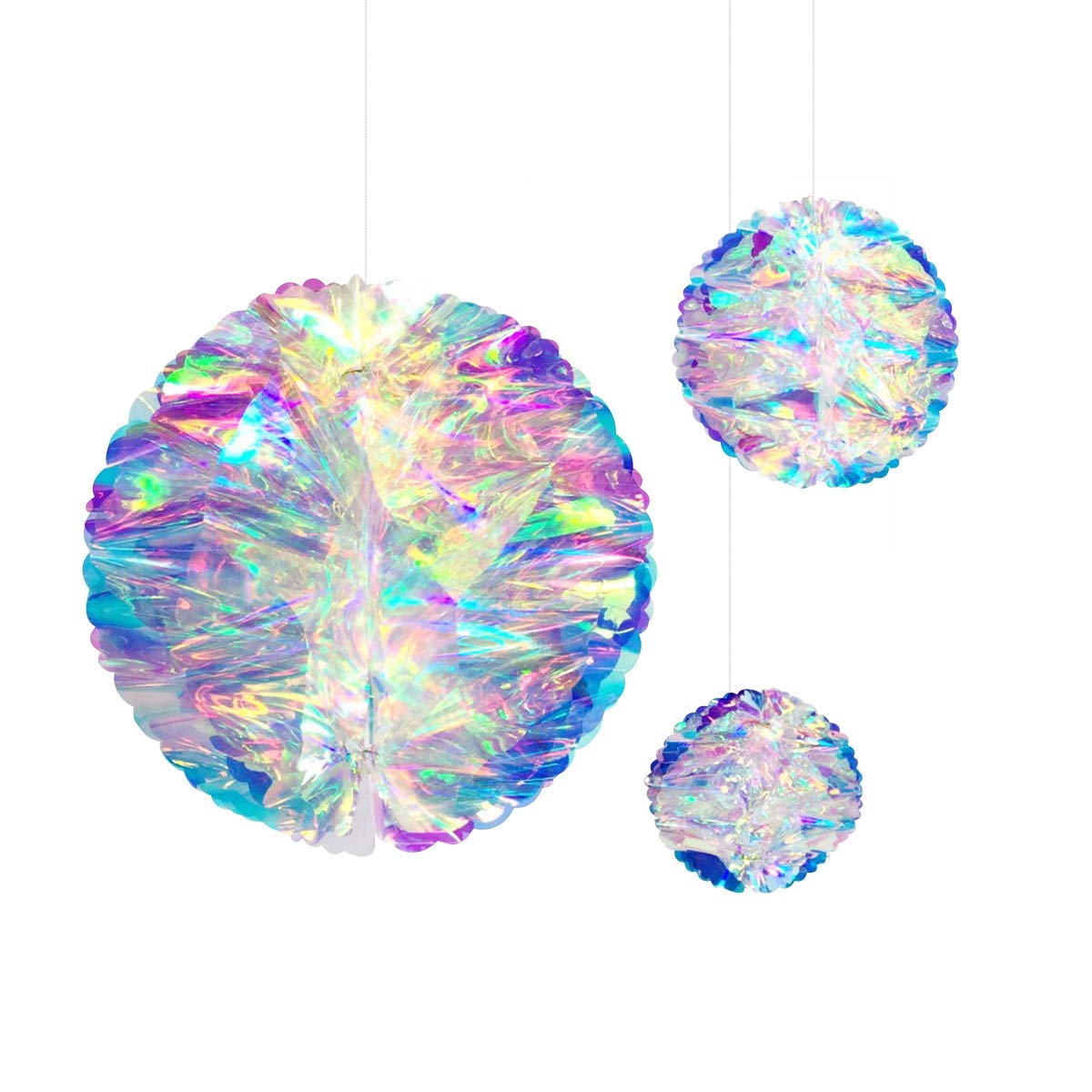 Iridescent Honeycomb Ball Decorative Hanging Ornaments for Decr Ceiling and Party Backdrop