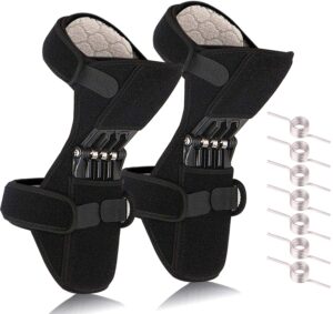 logybrid power knee stabilizer pads pair, 1 pair premium powerknee brace joint support with 4 powerful springs, protective booster gear for men/women preventing excessive knee flexion