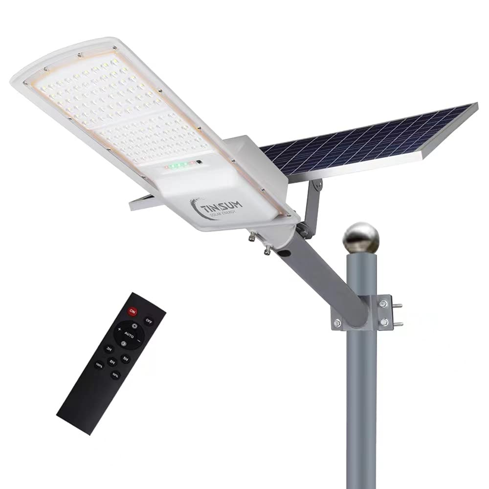 200W Solar Outdoor Street Lights,18000 Lumens Dusk to Dawn Solar Led Light with Remote Control, 6000K Daylight White Solar Security Flood Lights for Yard, Street, Basketball Court, Parking Lots