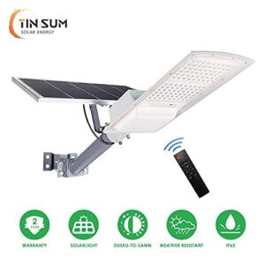 200W Solar Outdoor Street Lights,18000 Lumens Dusk to Dawn Solar Led Light with Remote Control, 6000K Daylight White Solar Security Flood Lights for Yard, Street, Basketball Court, Parking Lots