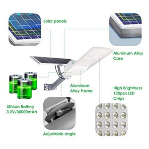 200W Solar Outdoor Street Lights,18000 Lumens Dusk to Dawn Solar Led Light with Remote Control, 6000K Daylight White Solar Security Flood Lights for Yard, Street, Basketball Court, Parking Lots