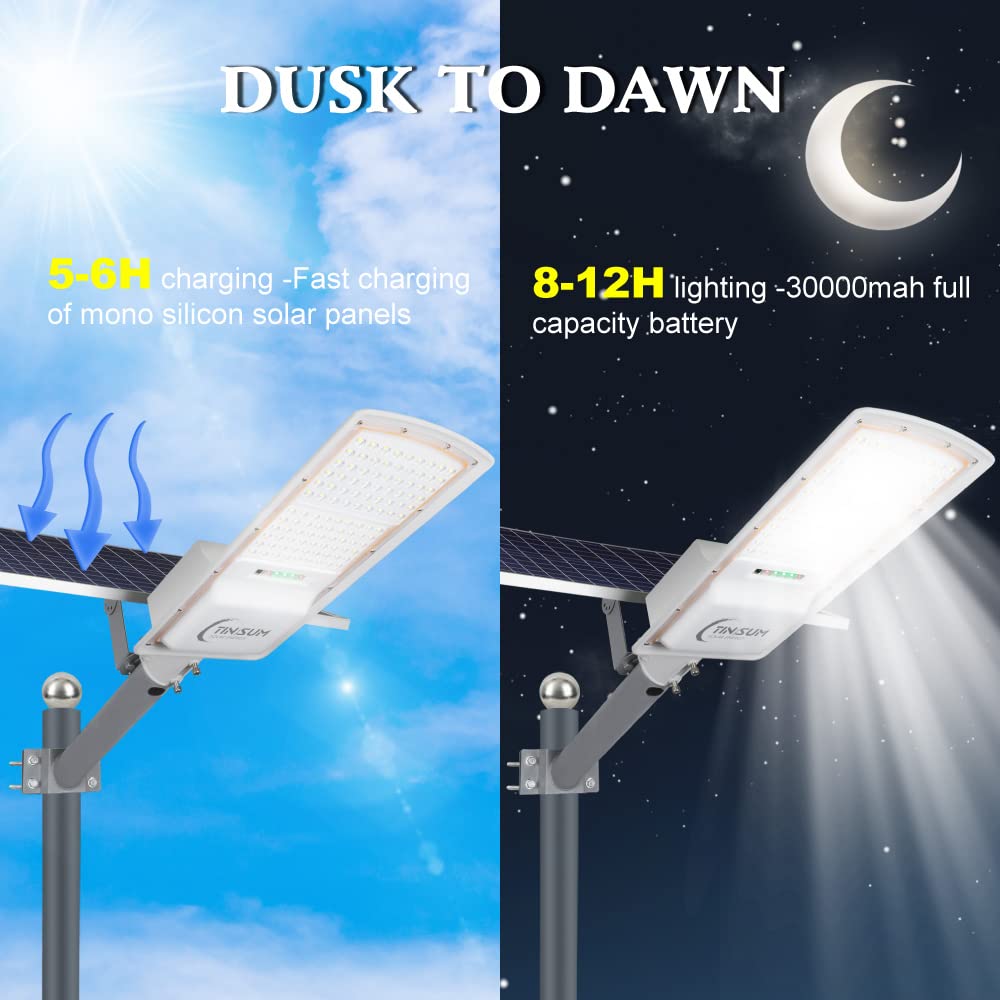 200W Solar Outdoor Street Lights,18000 Lumens Dusk to Dawn Solar Led Light with Remote Control, 6000K Daylight White Solar Security Flood Lights for Yard, Street, Basketball Court, Parking Lots