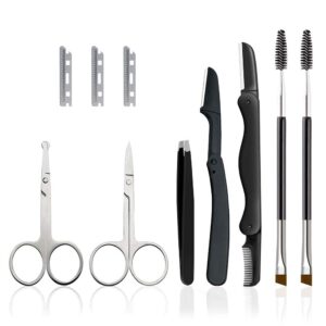 7 in 1 eyebrow grooming kit for women eyebrow scissors eyebrow brush set brow brushes scissors tweezers replaceable eyebrow razor