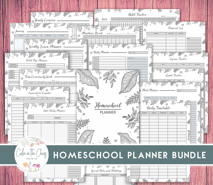 Homeschool Planner Bundle - Printable Home School Teacher Planner