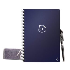rocketbook smart reusable notebook, executive size panda planner with daily, weekly, & monthly pages, midnight blue, (6" x 8.8")