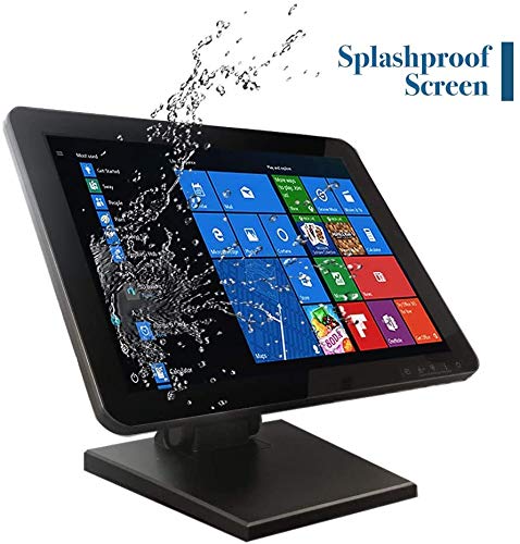 15-Inch Capacitive LED Backlit Multi-Touch Monitor, True Flat Seamless Design Touchscreen with Metal POS Stand, for Office, POS, Retail, Restaurant, Bar, Gym, Warehouse