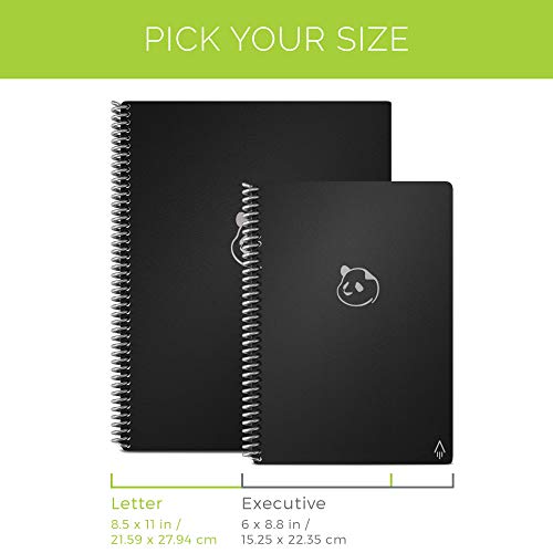 Rocketbook Smart Reusable Notebook, Letter Size Panda Planner with Daily, Weekly, & Monthly Pages, Infinity Black, (8.5" x 11")