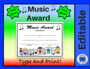 music certificate kids and notes