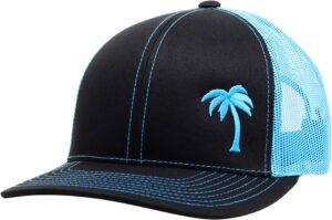 lindo trucker hat - palm tree series (black/aqua)