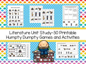 literature unit study-30 printable humpty dumpty games and activities