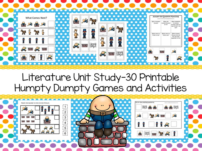 Literature Unit Study-30 Printable Humpty Dumpty Games and Activities