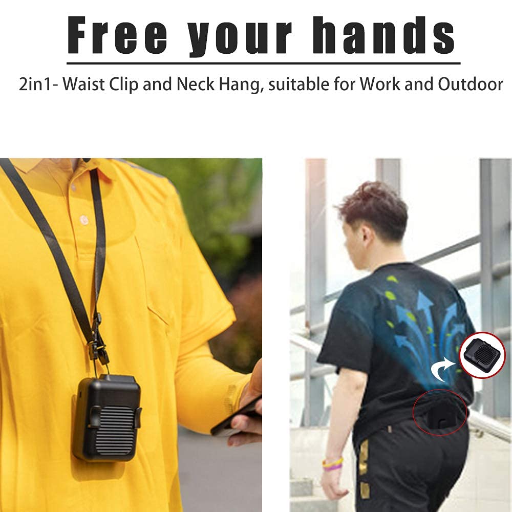 CAZOKASI Personal Fan Portable Waist Clip Fan Rechargeable Working Cooling Fan Hand Free Personal Fan Wearable Cooler Fan for Traveling Working Outdoor Office (6000mAh)