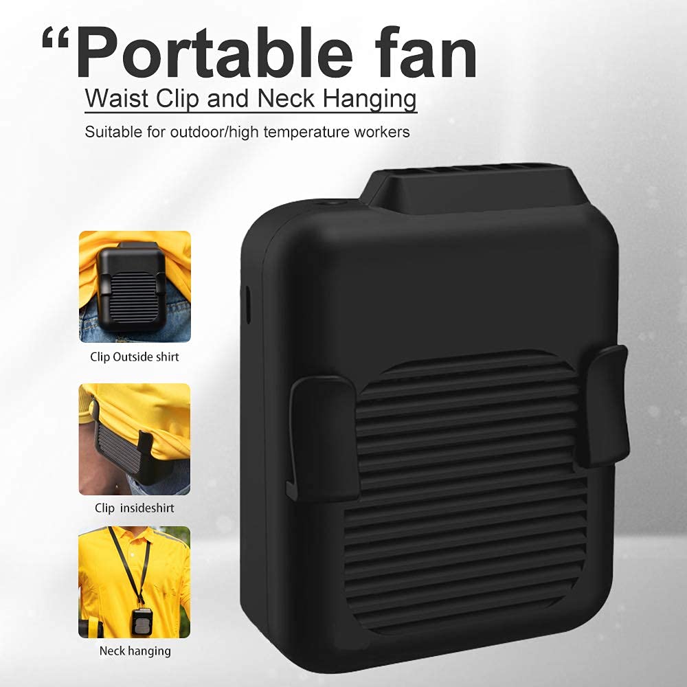 CAZOKASI Personal Fan Portable Waist Clip Fan Rechargeable Working Cooling Fan Hand Free Personal Fan Wearable Cooler Fan for Traveling Working Outdoor Office (6000mAh)