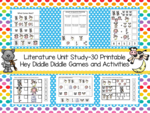 literature unit study-30 printable hey diddle diddle games and activities