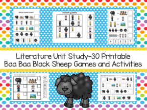 literature unit study-30 printable baa baa black sheep games and activities