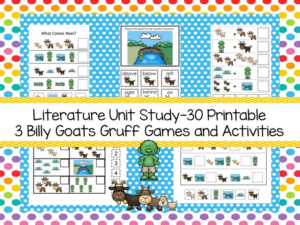 literature unit study-30 printable 3 billy goats gruff games and activities
