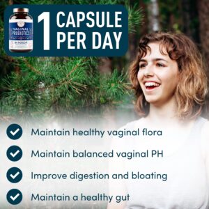 Vaginal Probiotics for Women - 19Bil CFU Lactobacillus Salivarius Probiotic for PH Balance, Digestive, Gut Health - Feminine Balance Complex Probiotics for Women BV Support Supplements - 30 Capsules