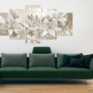 artgeist Textured Canvas Wall Art Flowers Lily 80x40 in - 5pcs Painting Canvas Prints Picture Artwork Image Framed Contemporary Modern Photo Wall Home b-A-0309-b-o