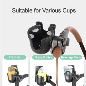 Stroller Cup Holder, MOMSIV 2 in 1 Universal Bike Cup Holder Rack Bottle Holder for Pushchair Stroller Bike Wheelchair Walker and More