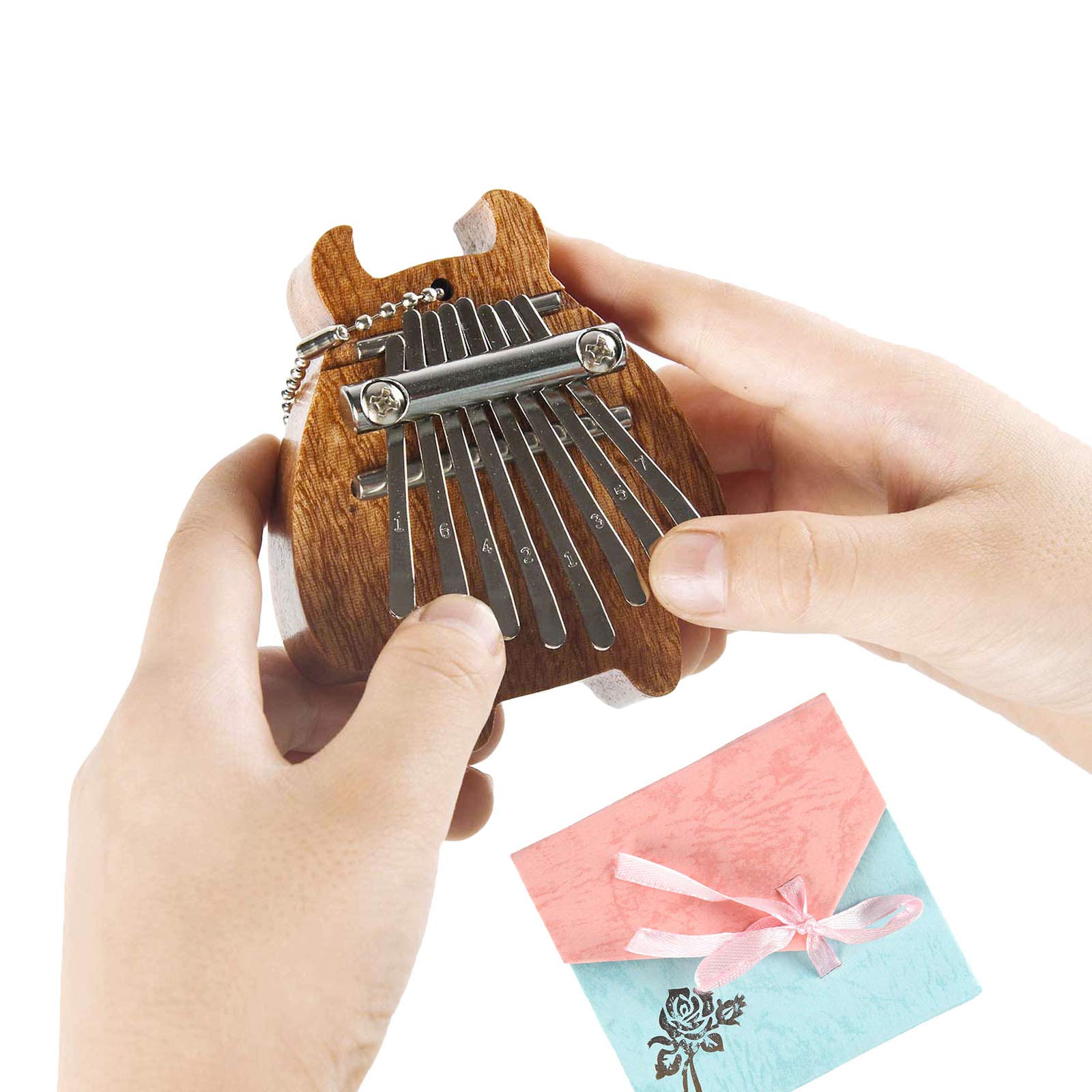 RIMLUFE cute mini kalimba calimba mbira hand harp musical instruments marimba small portable finger thumb piano accessories beginners piano instruments adults 8 key calming gifts