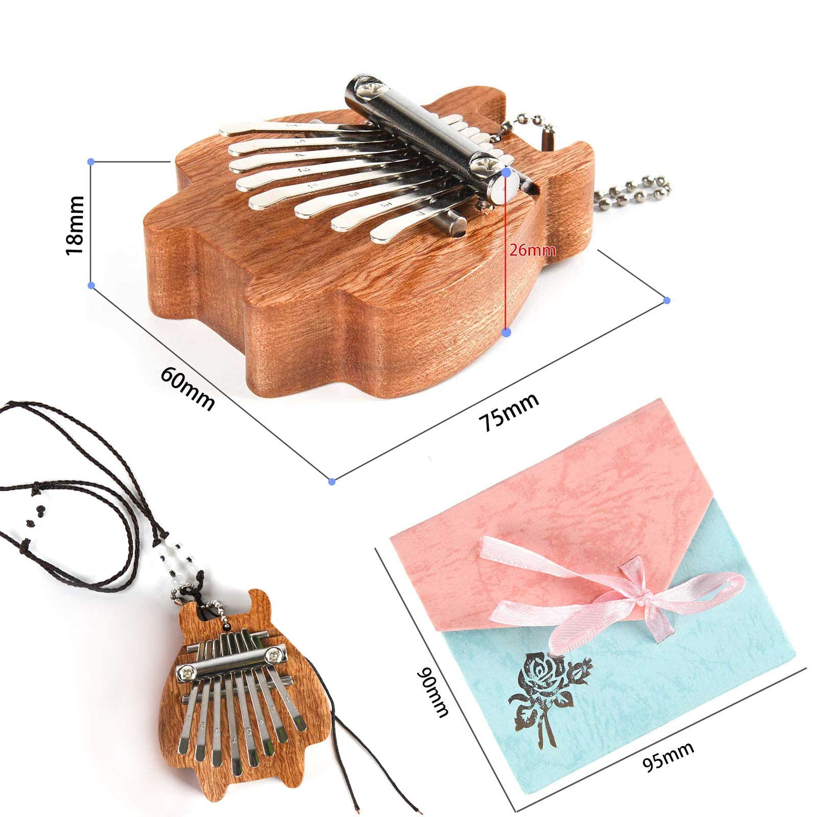 RIMLUFE cute mini kalimba calimba mbira hand harp musical instruments marimba small portable finger thumb piano accessories beginners piano instruments adults 8 key calming gifts