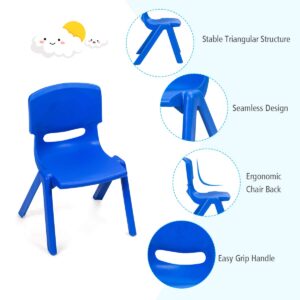 Costzon Kids Table and Chair Set, 4 Pcs Stackable Chairs, 47 x 23.5 Inch Rectangular Plastic Activity Table Set for Children Reading Drawing Playing Snack Time, Toddler School Furniture (Blue)