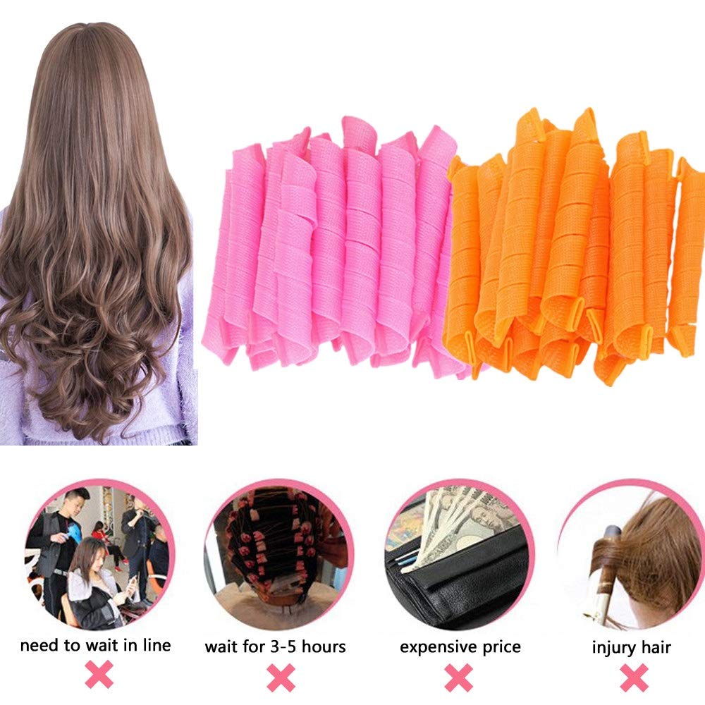 EQARD No Heat Hair Curlers 36PCS Heatless Spiral Curlers Styling Rollers Kit Magic Hair Curlers Curls with Styling Hooks for Home Salon DIY Most Kinds of Hairstyles