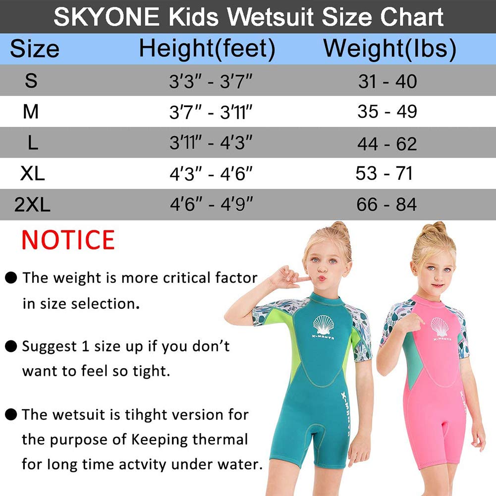 Wetsuit Kids Shorty Neoprene Thermal Diving Swimsuit 2.5MM for Girls Boys Child Teen Youth Toddler, One Piece Children Rash Guard Swimming Suit UV Protection Sunsuit for Surfing (Girl Pink, L)