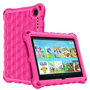 fire hd 8 tablet case, kids case for amazon kindle fire 8/8 plus tablet 10th/12th generation 2020/2022 release, ubearkk light weight shock proof anti slip protective cases and covers (pink)
