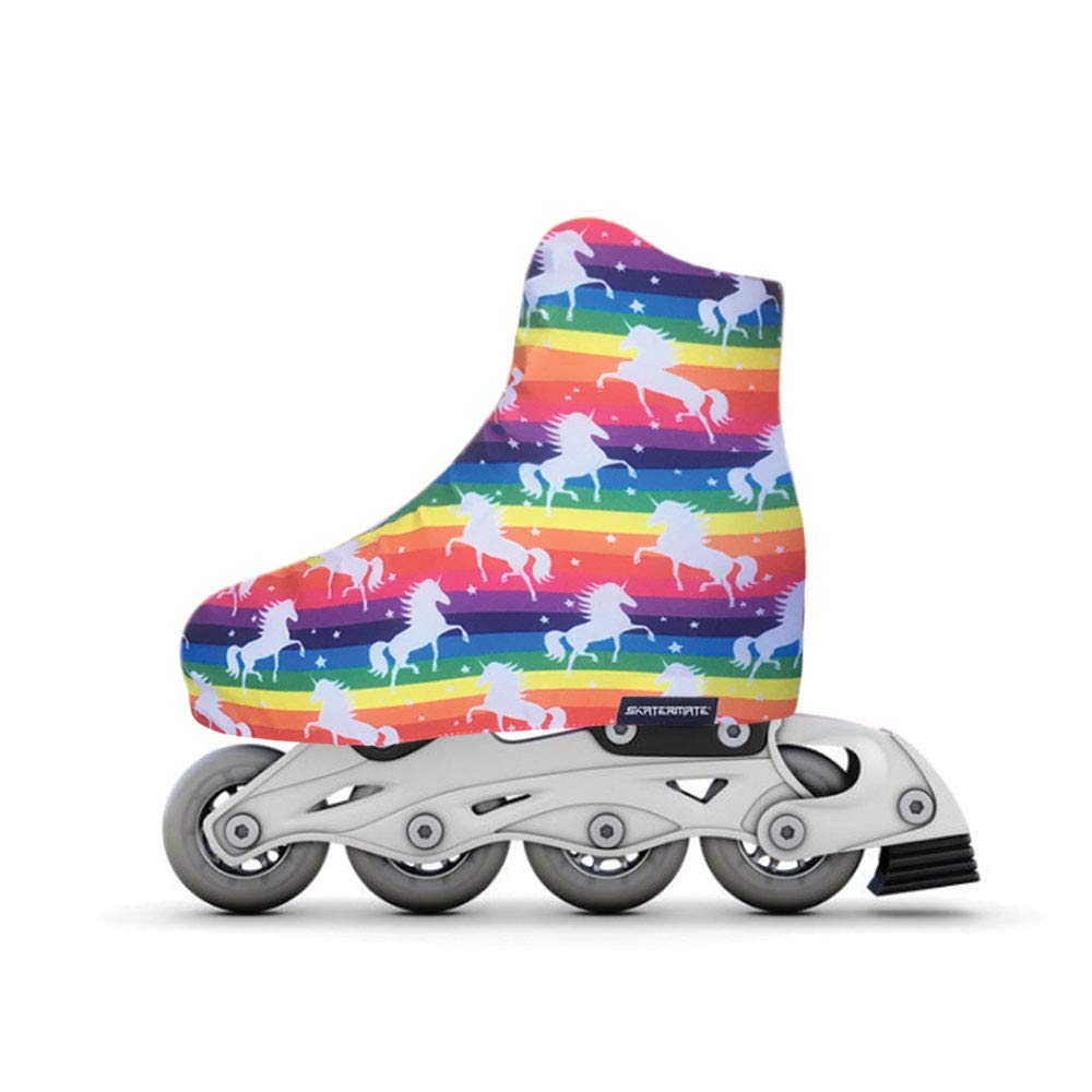 Skatermate | Skate Boot Covers - Roller Skate, Ice Skate, Inline Skate Protectors - Skating Accessory, Unicorn Rainbow Print, 1 Pair, Universal Size (Unicorn Rainbow)