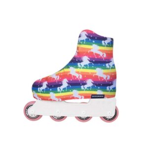 Skatermate | Skate Boot Covers - Roller Skate, Ice Skate, Inline Skate Protectors - Skating Accessory, Unicorn Rainbow Print, 1 Pair, Universal Size (Unicorn Rainbow)