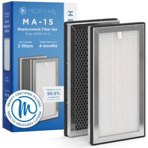medify ma-15 genuine replacement filter set for allergens, smoke, wildfires, dust, odors, pollen, pet dander | 3 in 1 with pre-filter, true hepa h13 and activated carbon for 99.9% removal | 1-pack