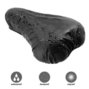 Ryaco Gel Bike Seat Cushion Cover - Breathable Comfortable Bicycle Saddle Cover Black with Water&Dust Resistant Cover Fits Spin, Stationary Exercise Bike, Outdoor or Indoor Cycling