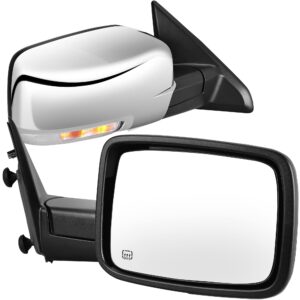 AUTOSAVER88 Towing Mirror Compatible with Dodge Ram 2009-2018 Full Size Right and Left Side Power Heated Non-Towing W/Signal and Puddle Light Folding Wing Mirror