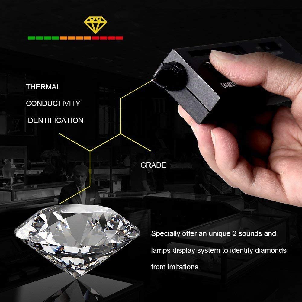 Diamond Tester,High Accuracy Diamond Tester Pen,Professional Diamond Detector for Novice and Expert(Black,Battery Included)