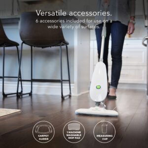 Steamfast SF-162 Light Weight Steam Mop, Natural Sanitization, Hardwood/Laminate/Tile/With Carpet Glider Spot Clean Accessory, Washable Mop Pads